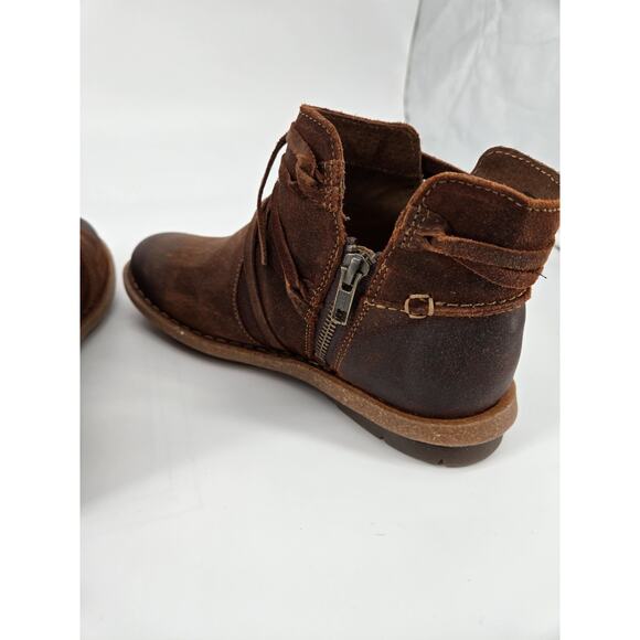 BORN Tarkiln Rustic Suede Leather Brown Lace-Up Ankle Boot Sz 7 New With Box - Picture 7 of 12
